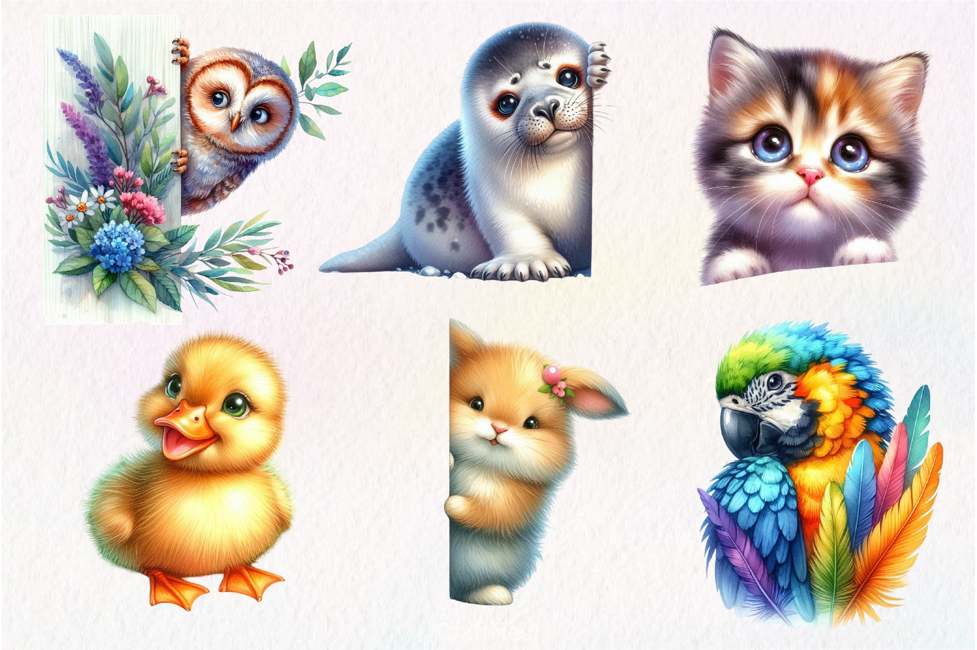 Animal Peeking Around Corner Clipart Bundle - CraftNest - Digital Crafting and Art