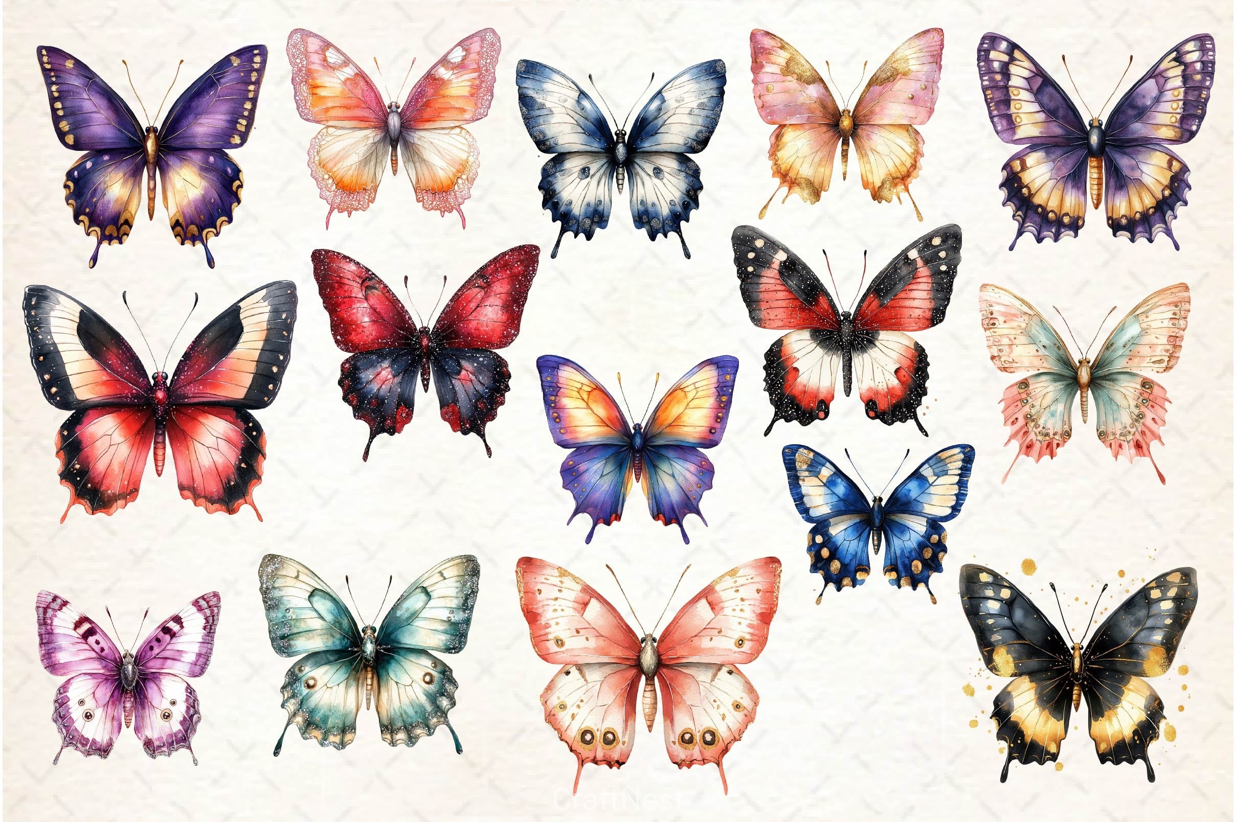 Glitter Butterfly Clipart Bundle 5 - CraftNest - Digital Crafting and Art