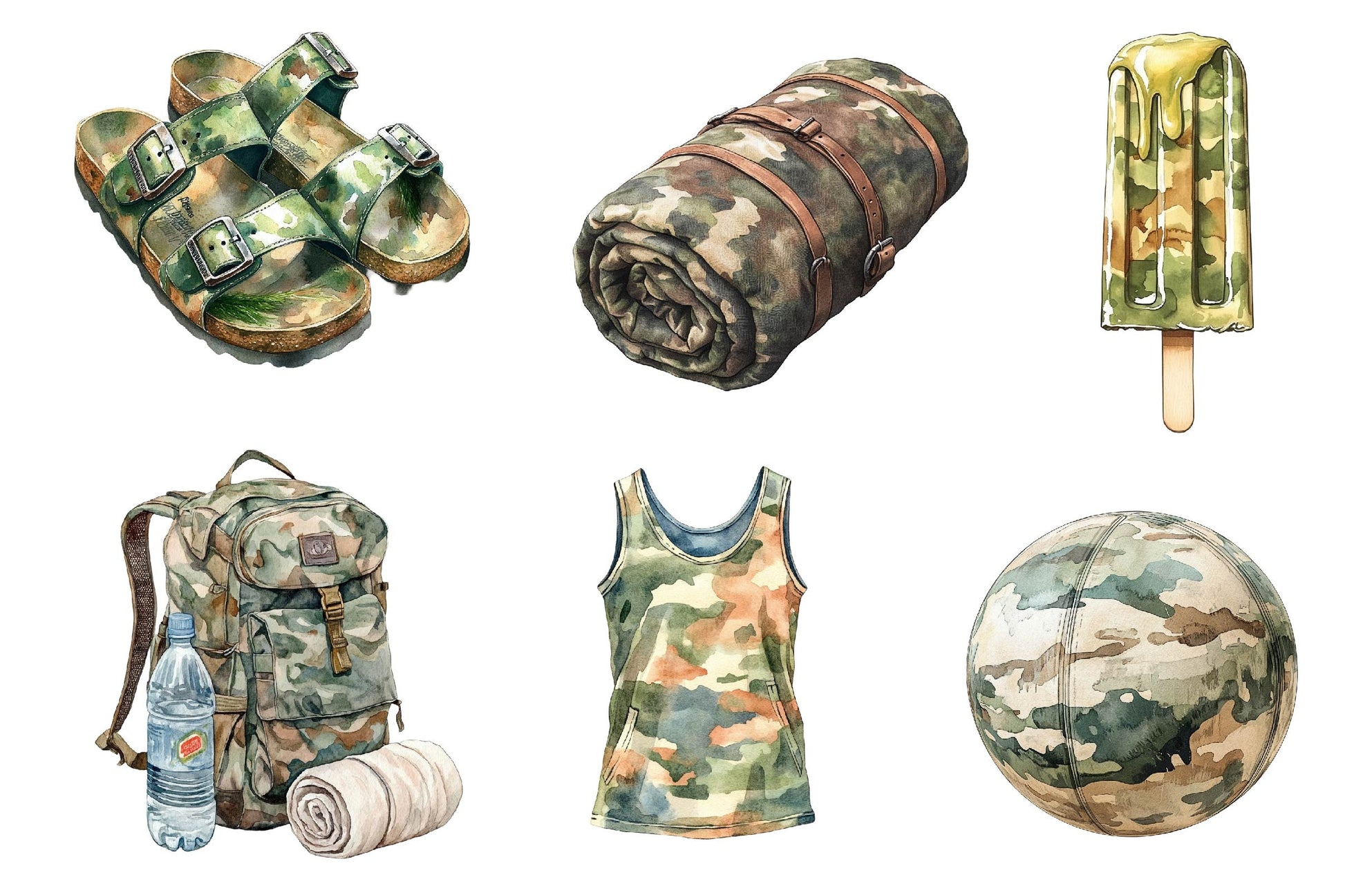 Camouflage Summer Elements Clipart Bundle 2 - CraftNest - Digital Crafting and Art