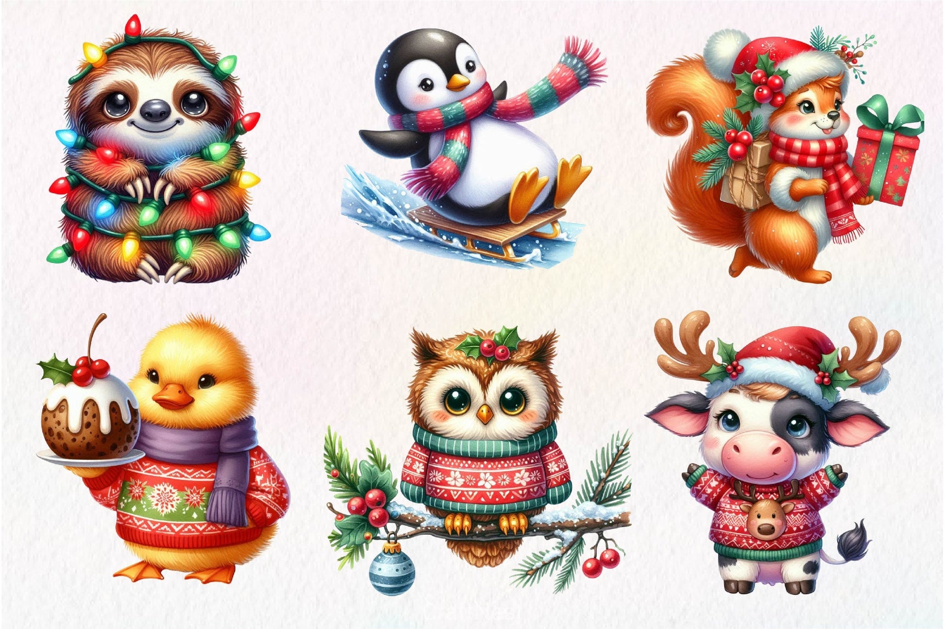 Christmas Cute Animals Clipart Bundle - CraftNest - Digital Crafting and Art