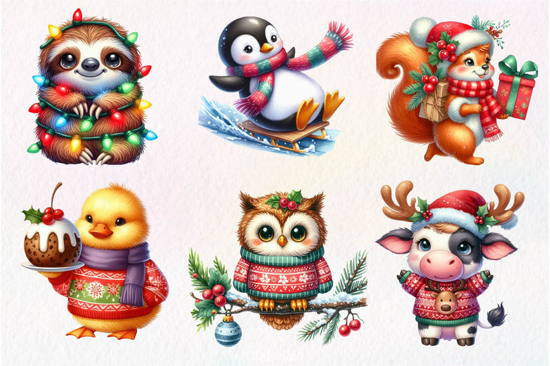 Christmas Cute Animals Clipart Bundle - CraftNest - Digital Crafting and Art