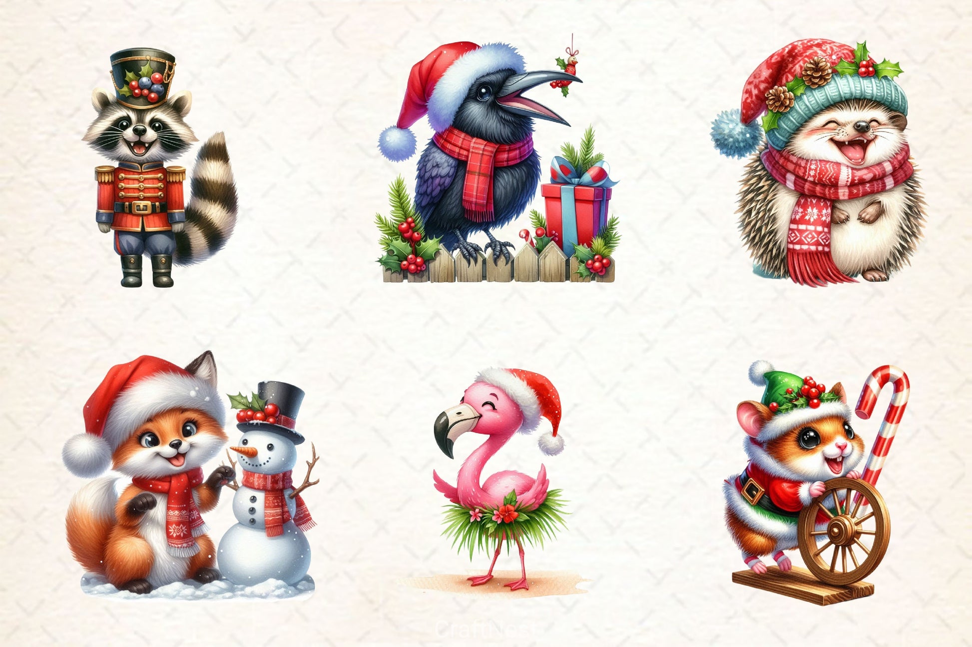 Funny Christmas Animals Clipart Bundle 4 - CraftNest - Digital Crafting and Art