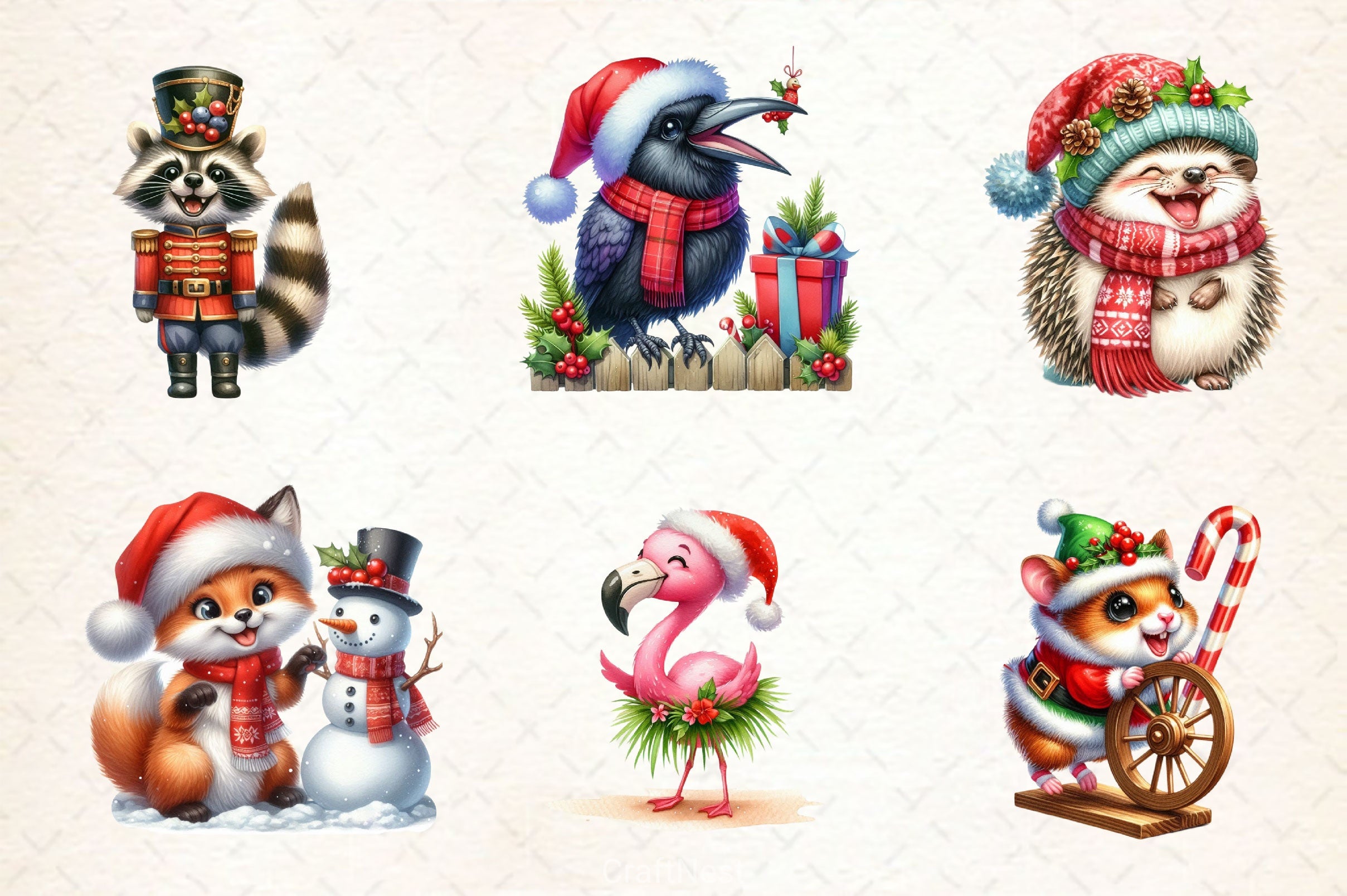 Funny Christmas Animals Clipart Bundle 4 - CraftNest - Digital Crafting and Art