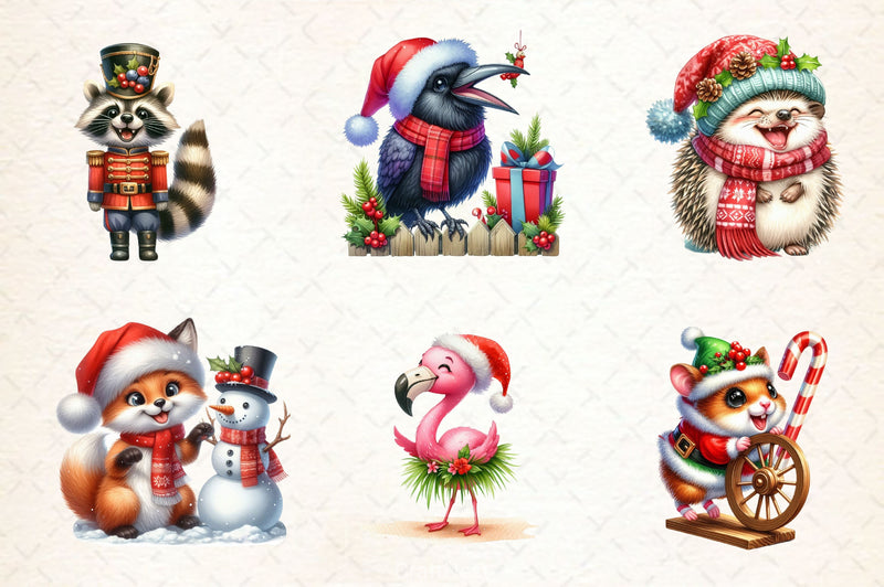 Funny Christmas Animals Clipart Bundle 4 - CraftNest - Digital Crafting and Art