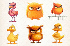 Funny Grumpy Birds Clipart Bundle - CraftNest - Digital Crafting and Art