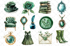 Green Emerald Victorian Clipart Bundle - CraftNest - Digital Crafting and Art