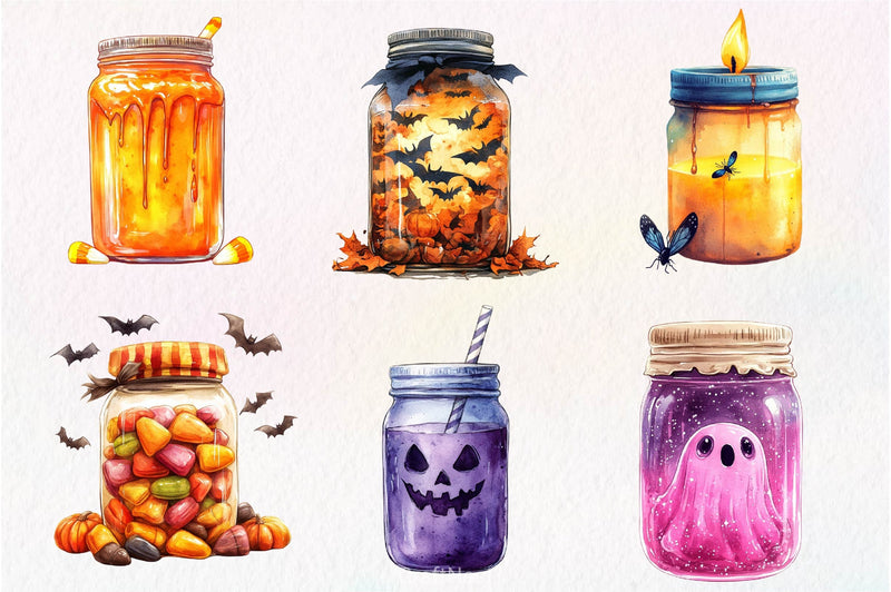 Halloween Mason Jar Clipart Bundle - CraftNest - Digital Crafting and Art