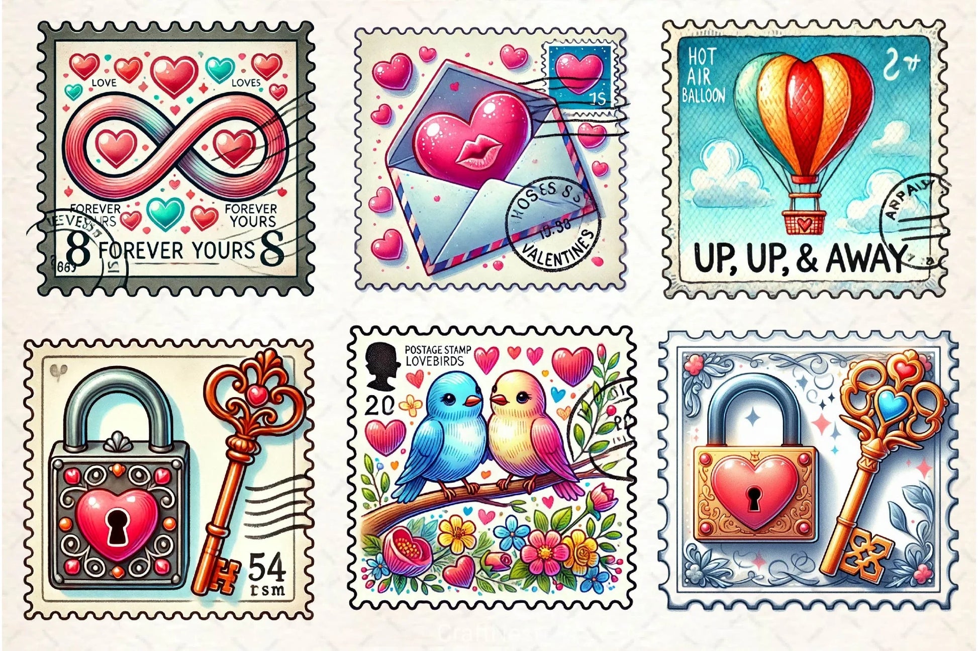 Valentine Postage Stamp Clipart Bundle - CraftNest - Digital Crafting and Art