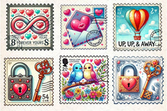 Valentine Postage Stamp Clipart Bundle - CraftNest - Digital Crafting and Art