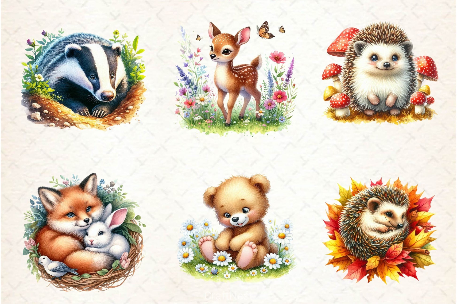 Woodland Forest Animals Clipart Bundle 8 - CraftNest - Digital Crafting and Art