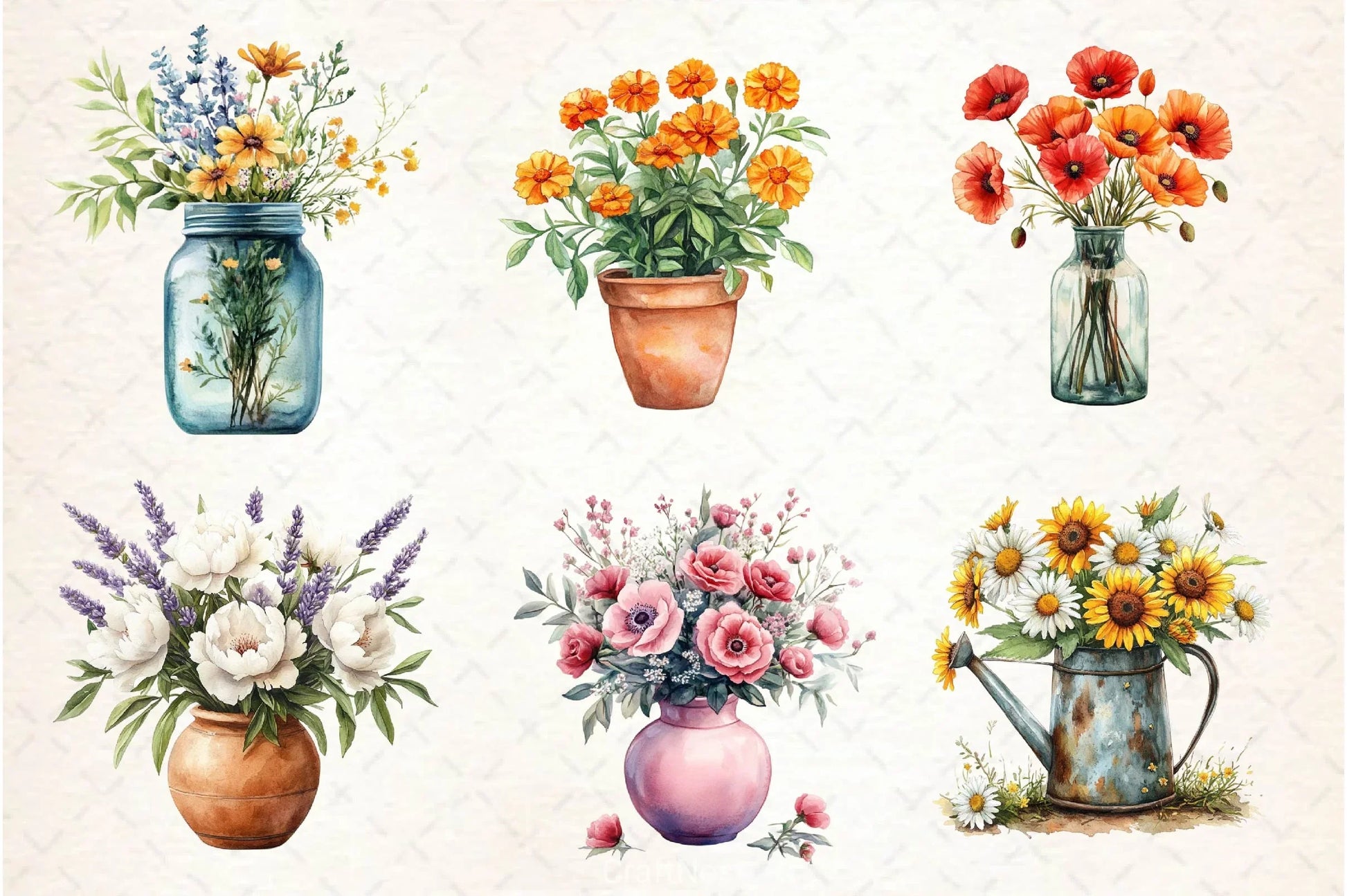 Spring Flowers Vase Clipart Bundle - CraftNest - Digital Crafting and Art