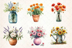 Spring Flowers Vase Clipart Bundle - CraftNest - Digital Crafting and Art
