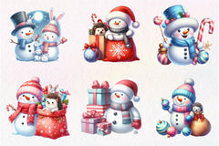 Christmas Pastel Blue Snowman Clipart Bundle - CraftNest - Digital Crafting and Art