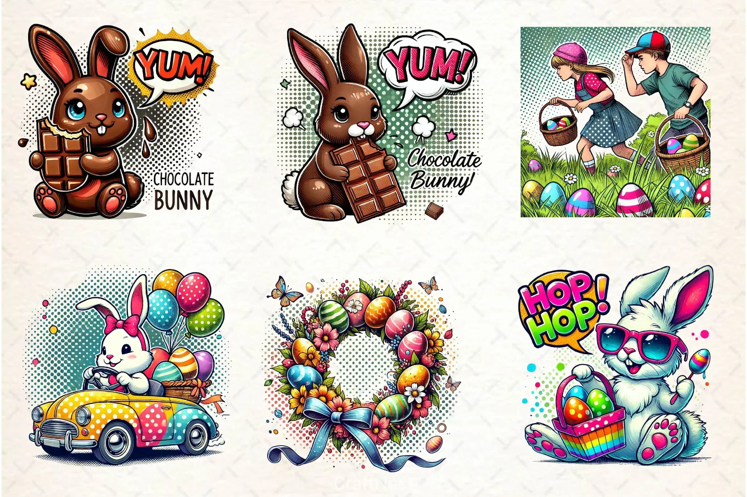 Pop Art Easter Clipart Bundle - CraftNest - Digital Crafting and Art