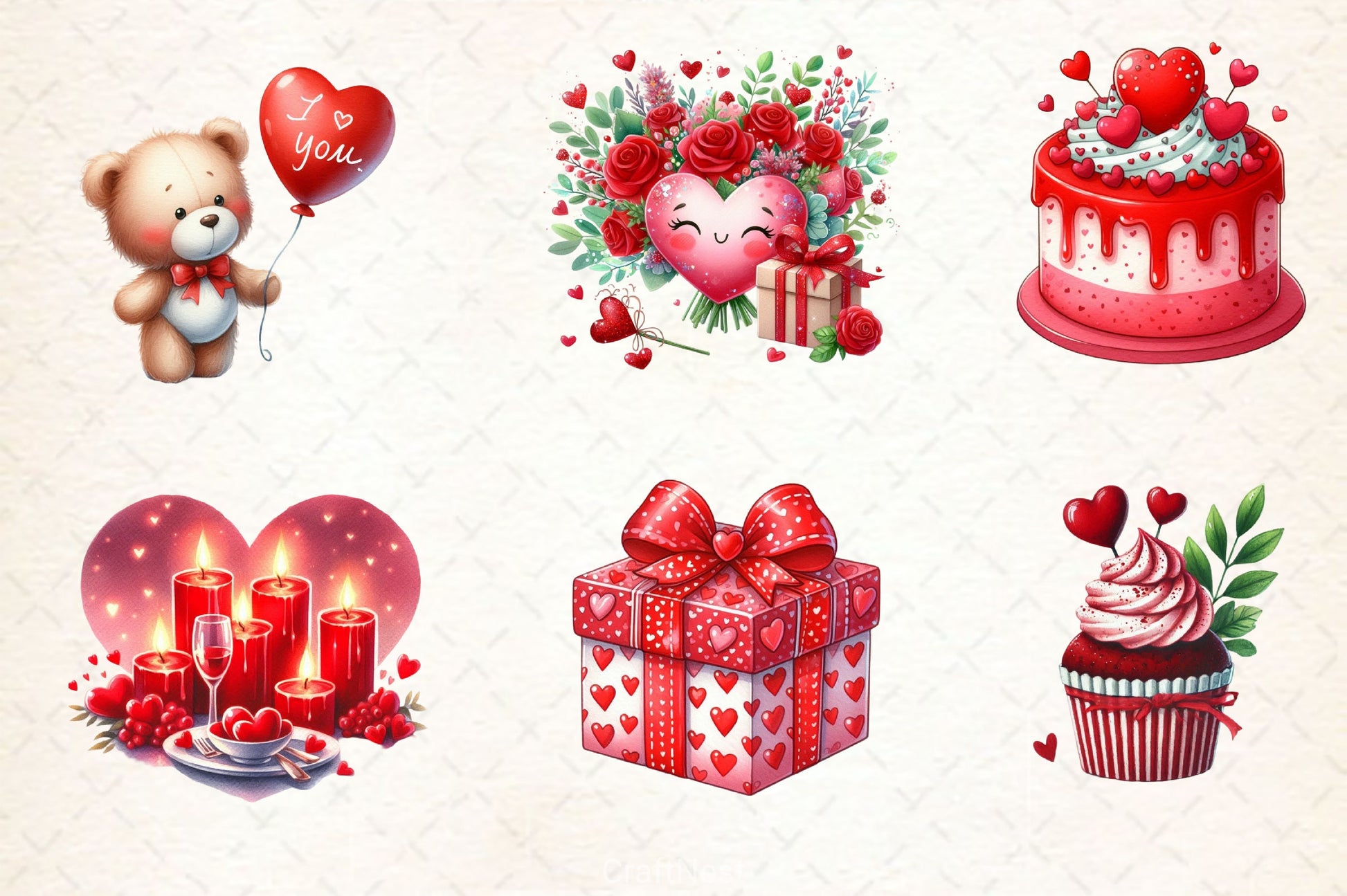 Red Valentines Day Prep Clipart Bundle 2 - CraftNest - Digital Crafting and Art