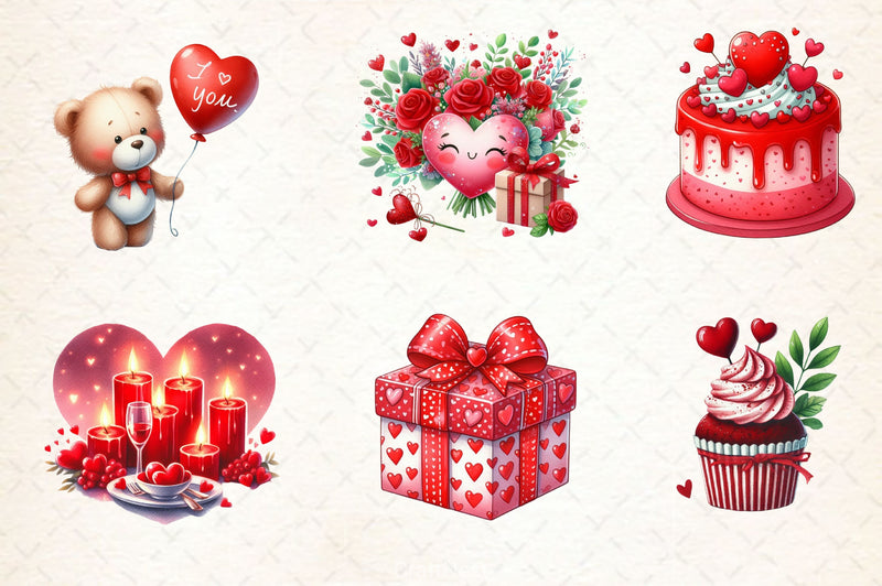 Red Valentines Day Prep Clipart Bundle 2 - CraftNest - Digital Crafting and Art