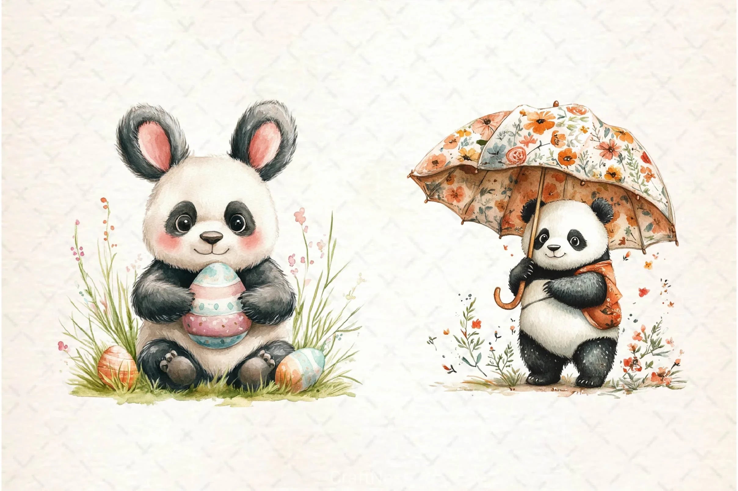 Cute Spring Panda Clipart Bundle 2 - CraftNest - Digital Crafting and Art