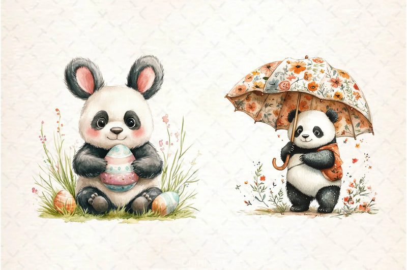 Cute Spring Panda Clipart Bundle 2 - CraftNest - Digital Crafting and Art