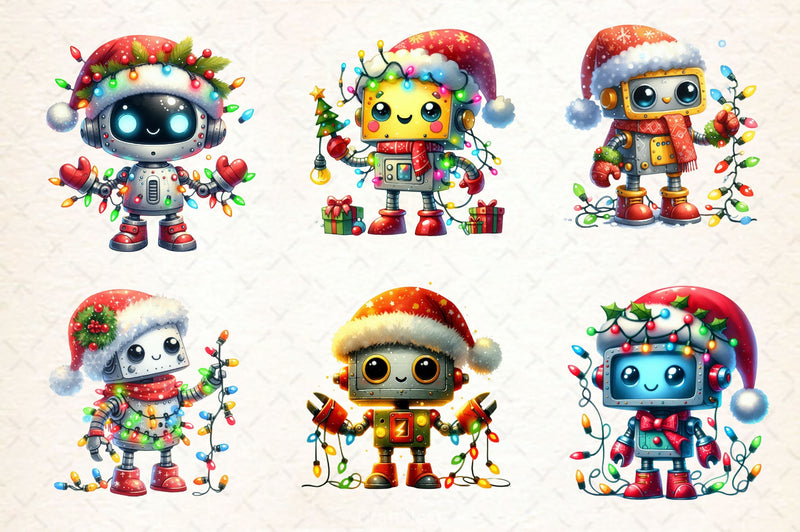 Funny Festive Robot Clipart Bundle 2 - CraftNest - Digital Crafting and Art