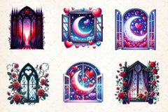 Valentine Gothic Windows Clipart Bundle 2 - CraftNest - Digital Crafting and Art