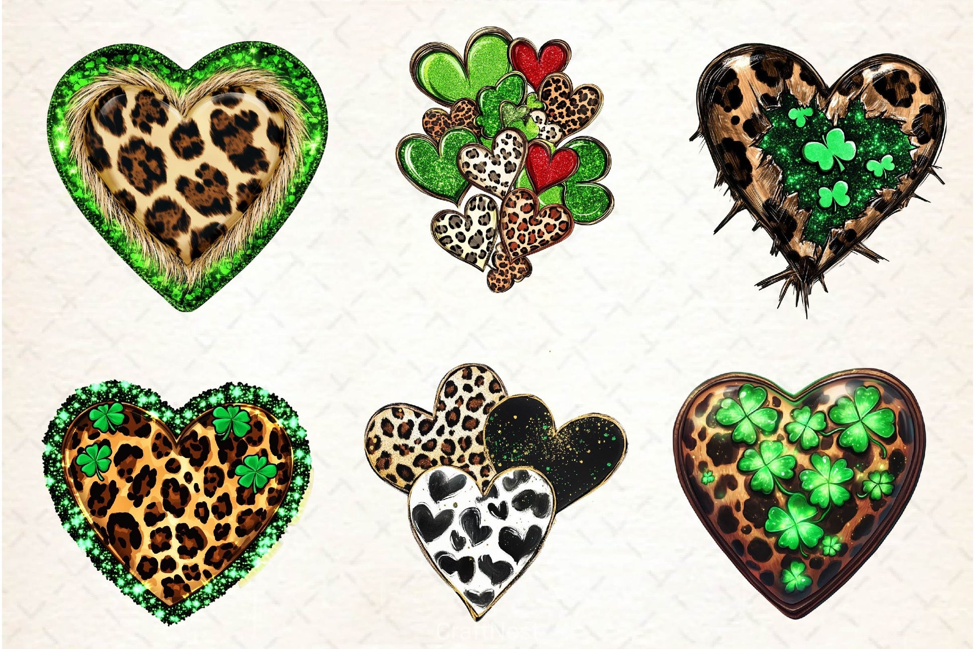 Patricks Leopard Cowhide Hearts Clipart Bundle - CraftNest - Digital Crafting and Art