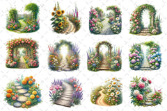 Flower Garden Pathway Clipart Bundle 1 - CraftNest - Digital Crafting and Art