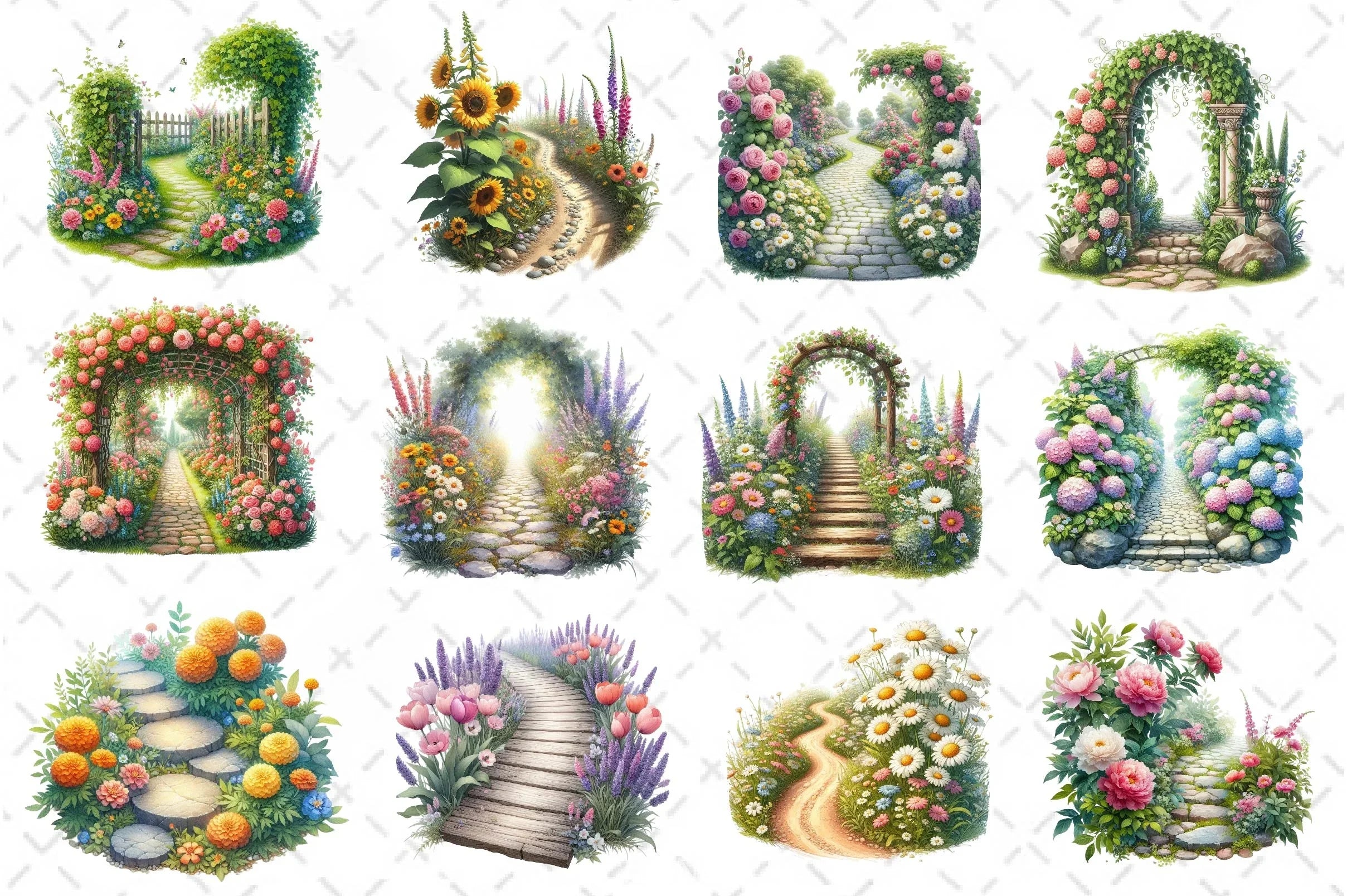 Flower Garden Pathway Clipart Bundle 1 - CraftNest - Digital Crafting and Art