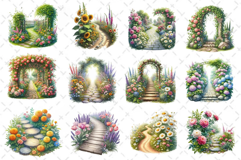 Flower Garden Pathway Clipart Bundle 1 - CraftNest - Digital Crafting and Art