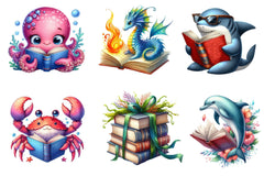 Undersea Reading Clipart Bundle 2 - CraftNest - Digital Crafting and Art