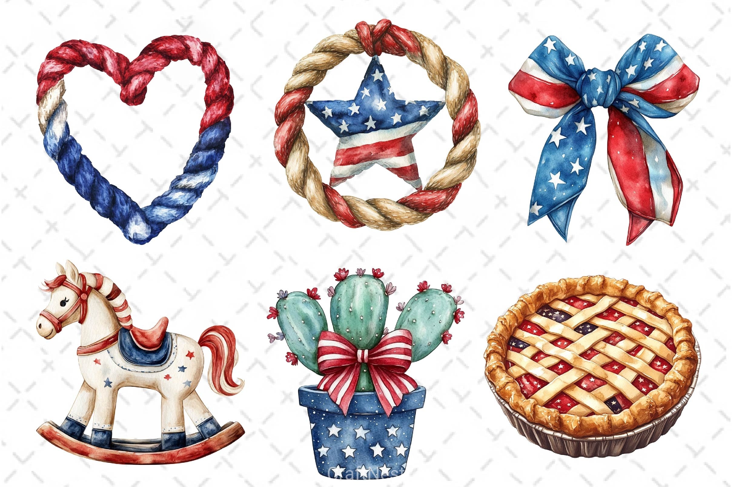 America Cowboy 4th Of July Clipart Bundle - CraftNest - Digital Crafting and Art