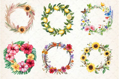 Summer Wreath Clipart Bundle 1 - CraftNest - Digital Crafting and Art