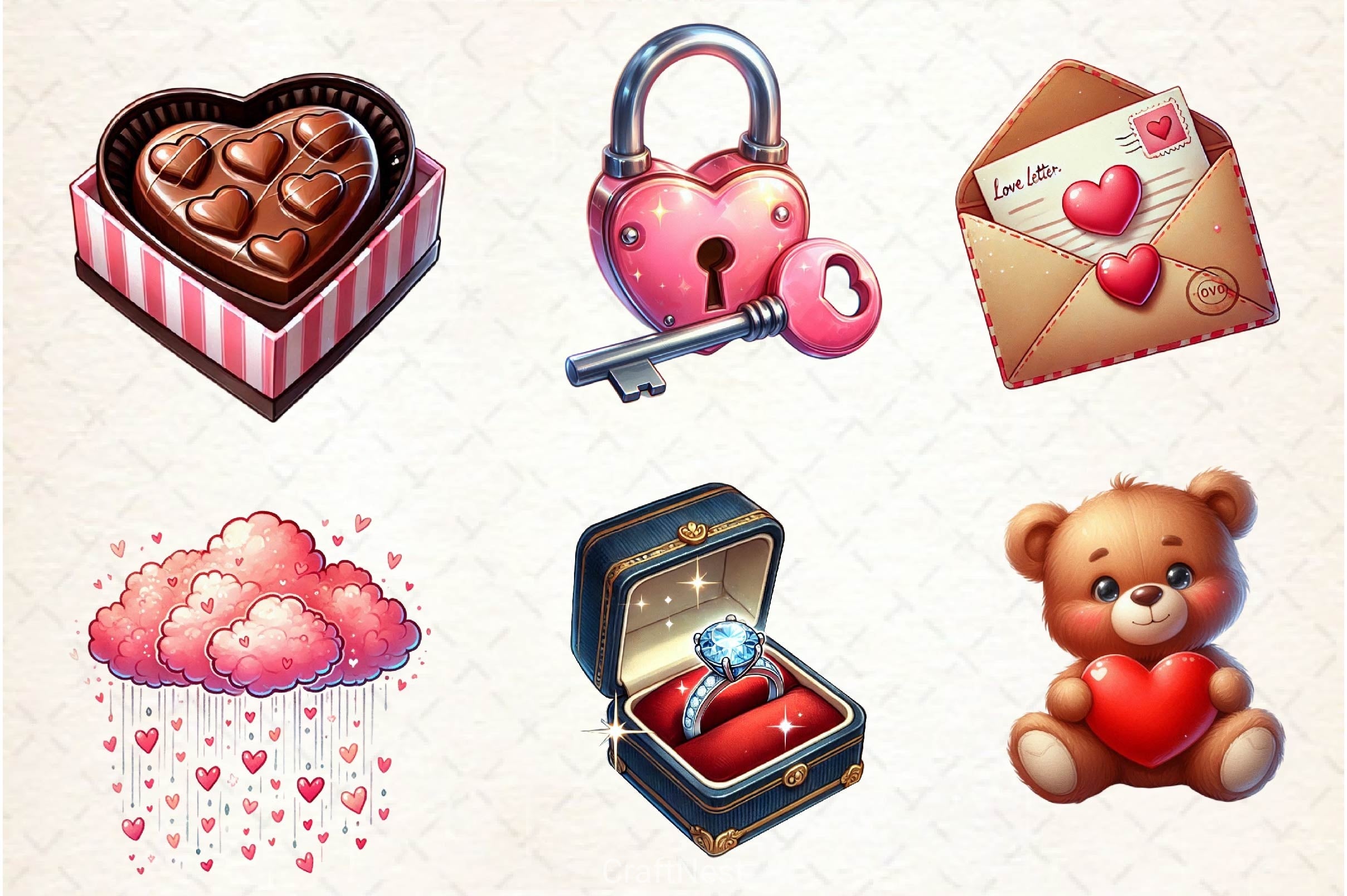 Pink Valentines Day Clipart Bundle - CraftNest - Digital Crafting and Art