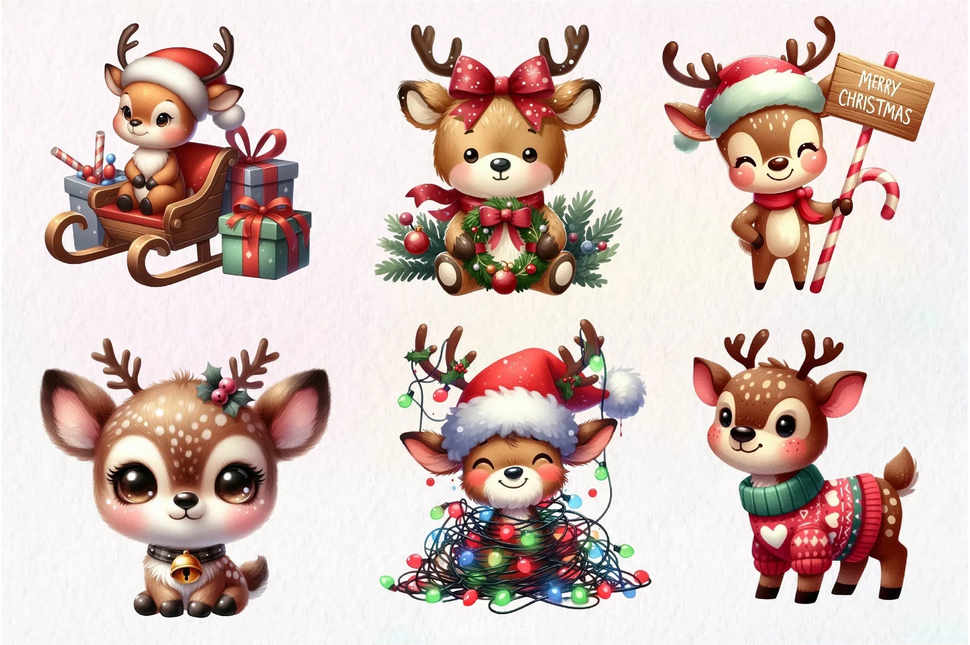 Cute Reindeer Christmas Clipart Bundle 3 - CraftNest - Digital Crafting and Art