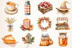 Gingham Autumn Clipart Bundle 2 - CraftNest - Digital Crafting and Art
