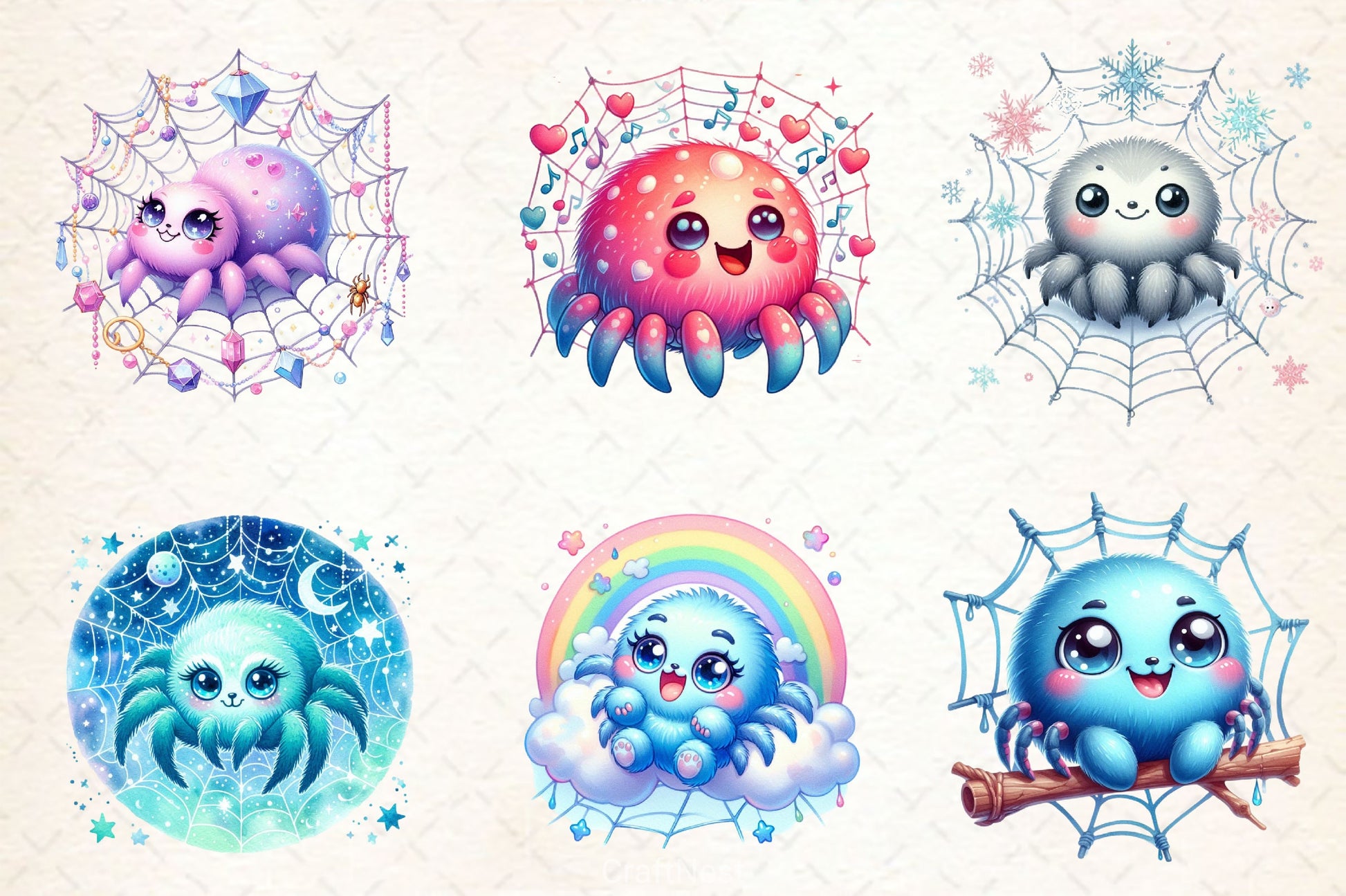 Kawaii Spider Clipart Bundle 2 - CraftNest - Digital Crafting and Art