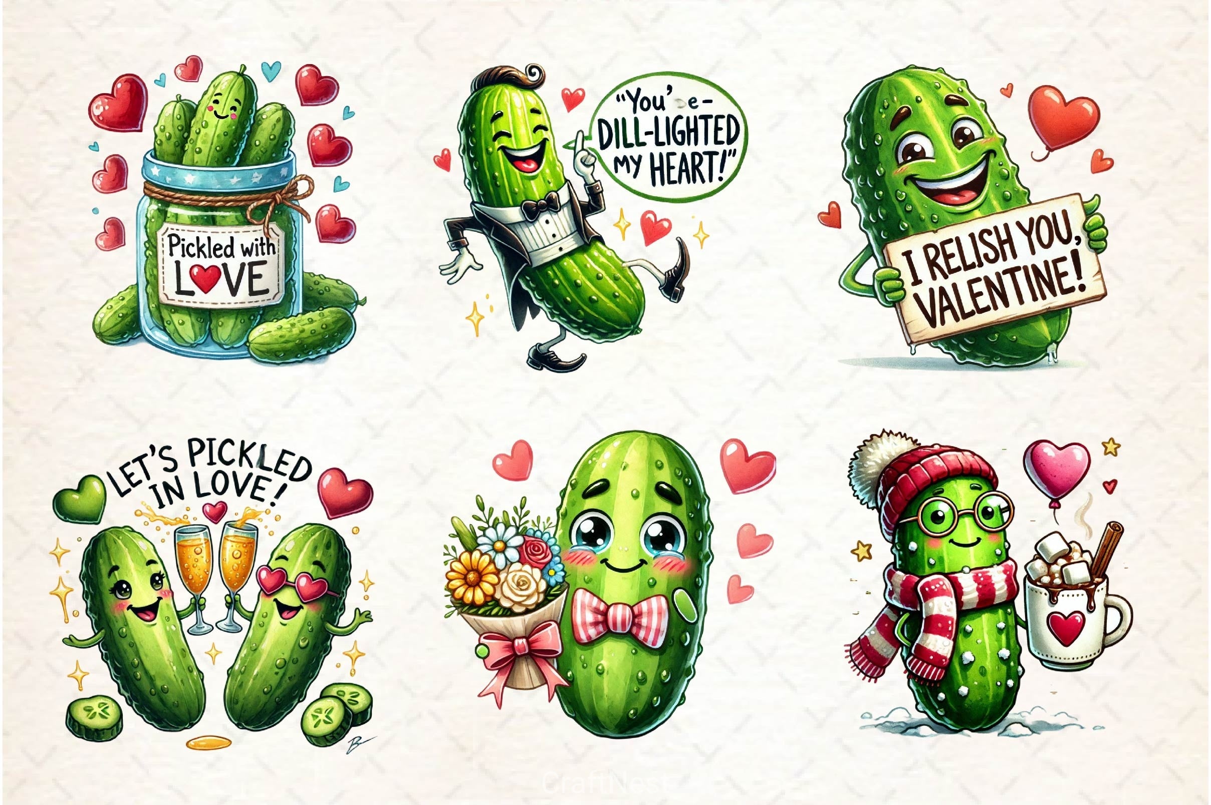 Cute Pickle In Valentines Clipart Bundle - CraftNest - Digital Crafting and Art