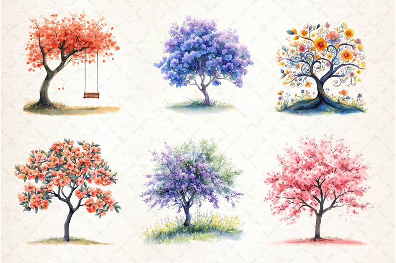 Pastel Spring Trees Clipart Bundle 4 - CraftNest - Digital Crafting and Art