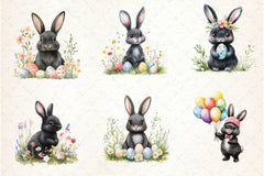 Cute Black Easter Bunny Clipart Bundle 2 - CraftNest - Digital Crafting and Art