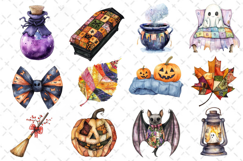 Patchwork Halloween Clipart Bundle 2 - CraftNest - Digital Crafting and Art