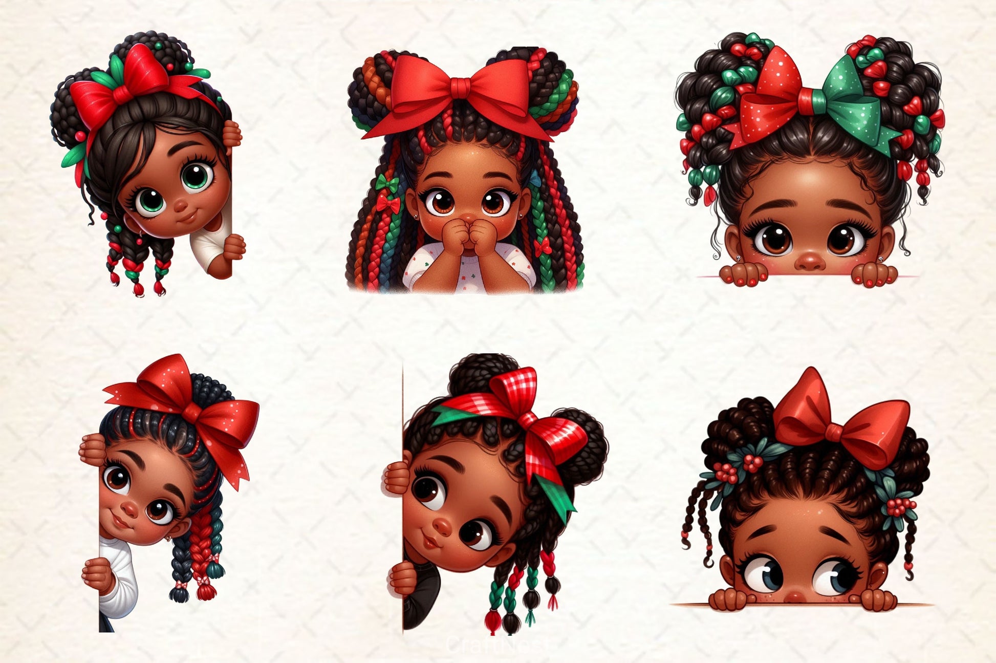 Peeking African American Little Girl Clipart Bundle 3 - CraftNest - Digital Crafting and Art