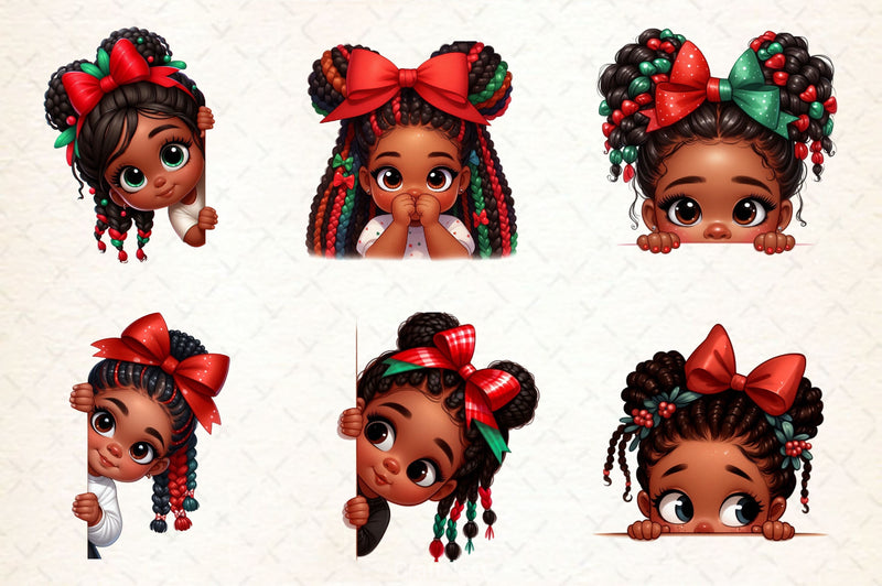 Peeking African American Little Girl Clipart Bundle 3 - CraftNest - Digital Crafting and Art