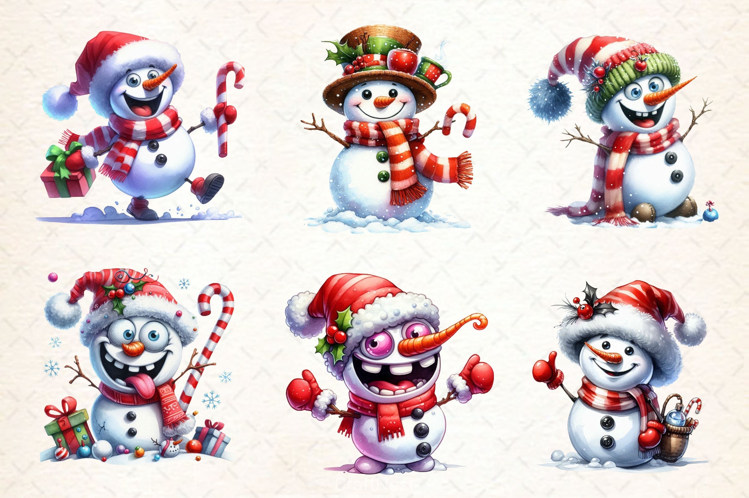 Funny Christmas Snowman Clipart Bundle 3 - CraftNest - Digital Crafting and Art