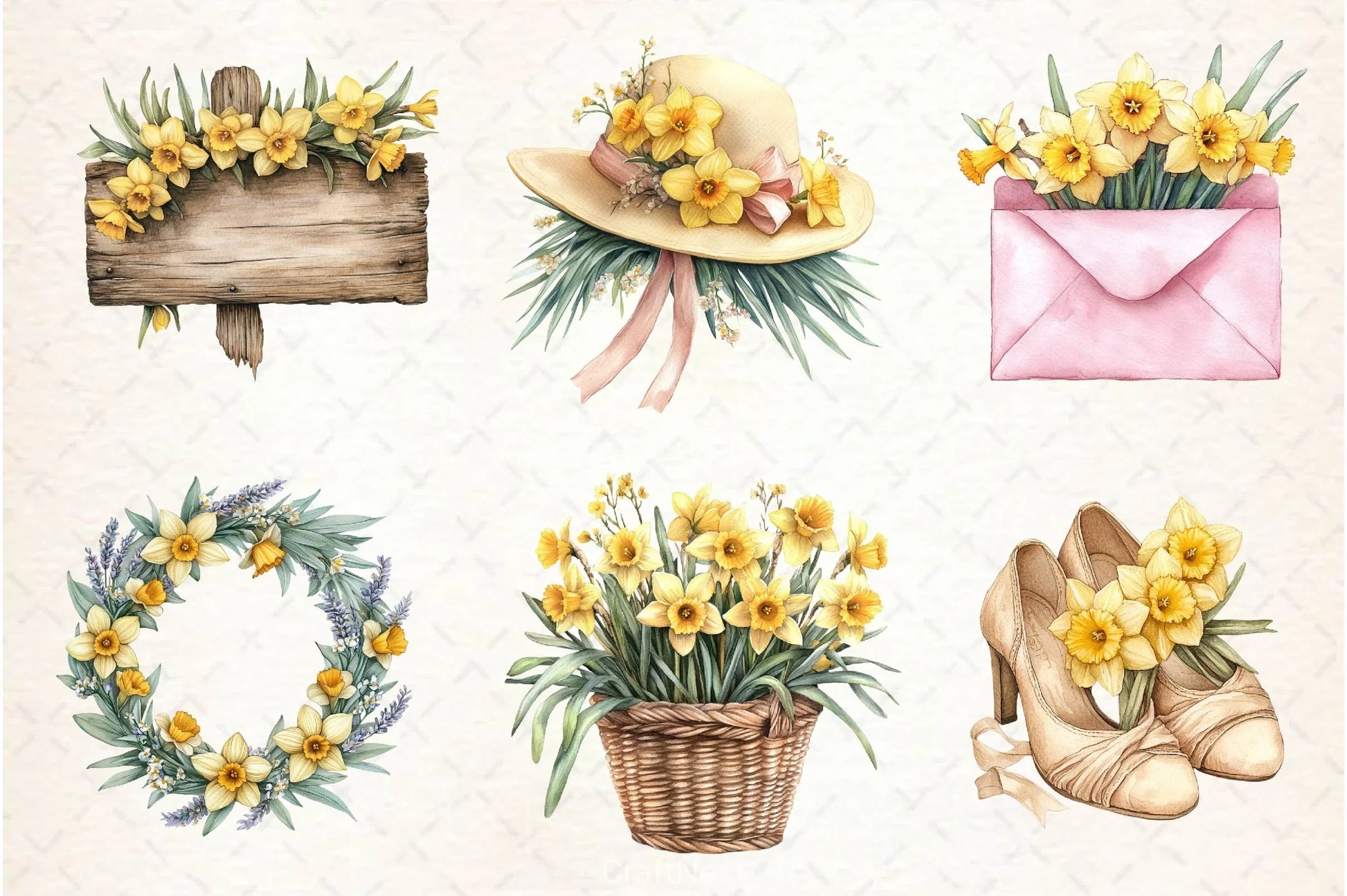 Spring Daffodils Coquette Clipart Bundle - CraftNest - Digital Crafting and Art