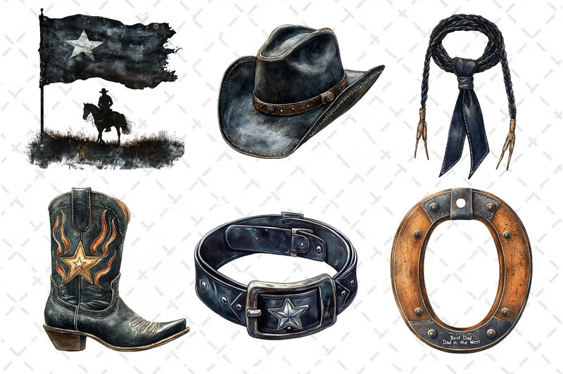 Retro Cowboy Dad Clipart Bundle - CraftNest - Digital Crafting and Art