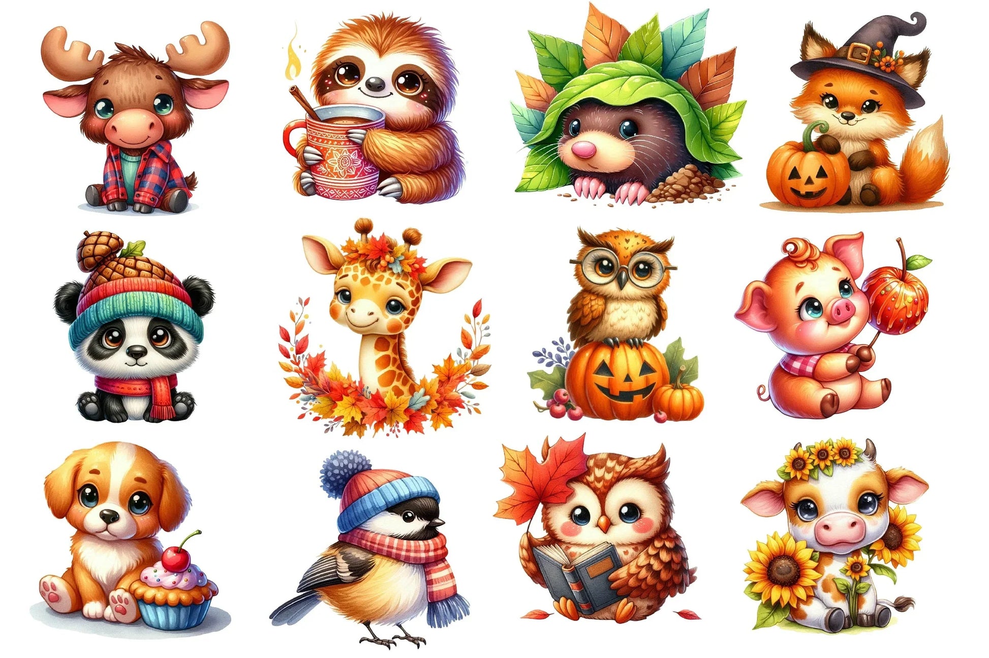 Autumn Cute Animals Clipart Bundle - CraftNest - Digital Crafting and Art