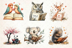 Valentines Animals Love Reading Clipart Bundle - CraftNest - Digital Crafting and Art