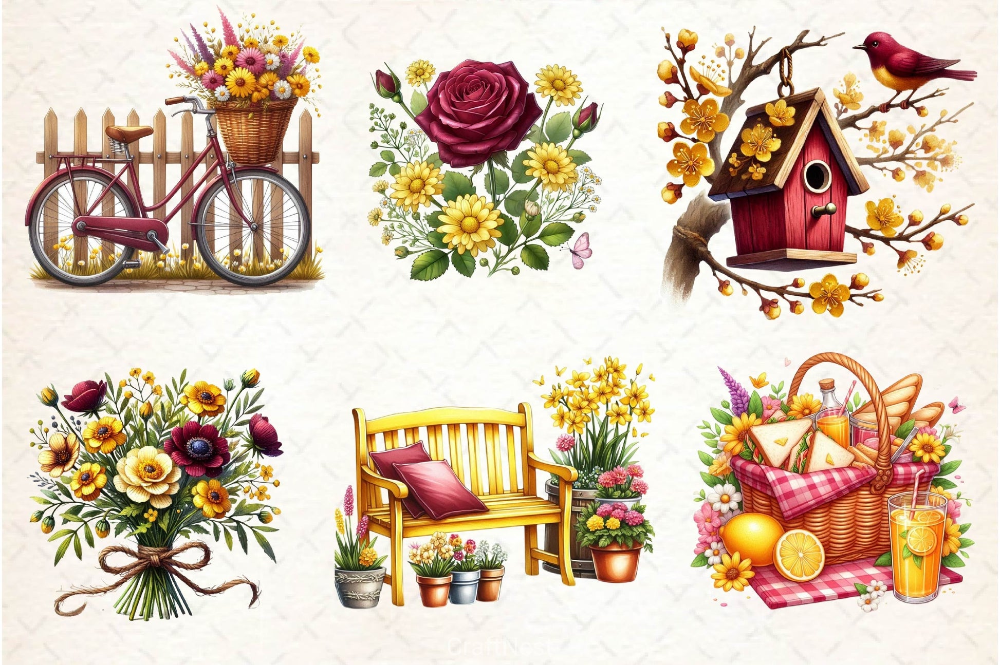 Burgundy Spring Clipart Bundle 2 - CraftNest - Digital Crafting and Art
