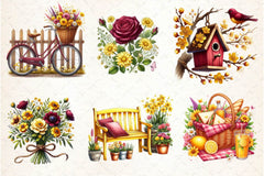 Burgundy Spring Clipart Bundle 2 - CraftNest - Digital Crafting and Art