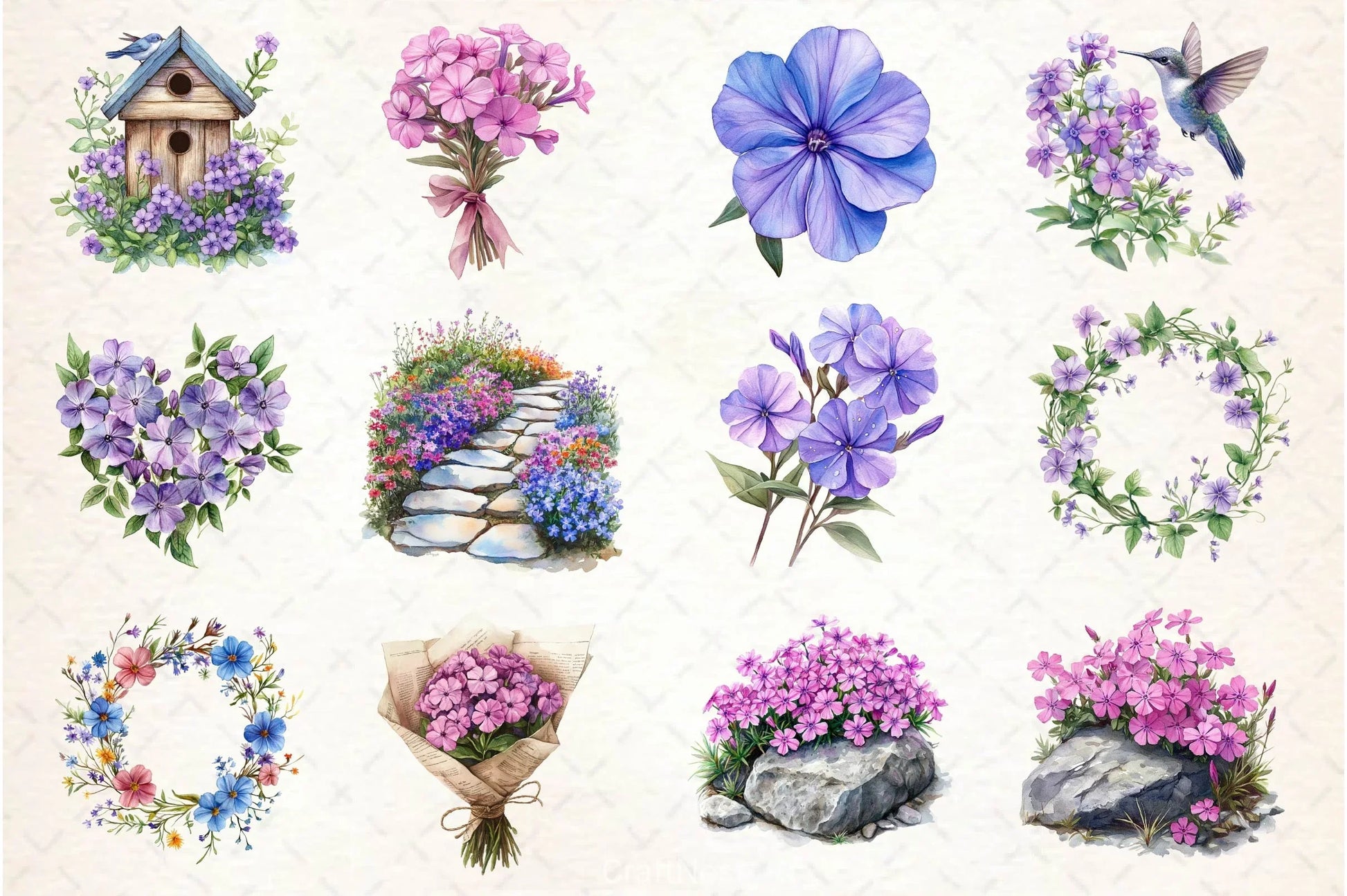 Spring Creeping Phlox Flower Clipart Bundle 1 - CraftNest - Digital Crafting and Art