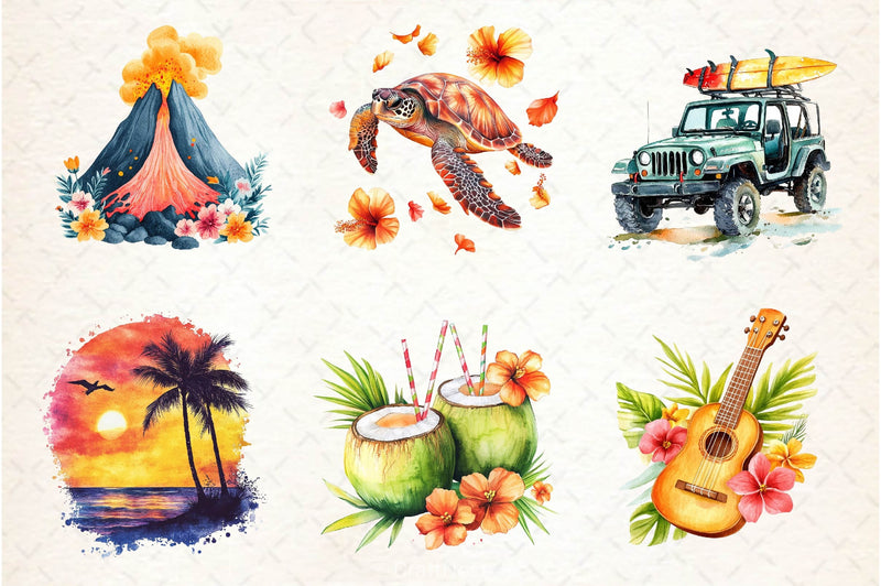 Summer In Hawaii Clipart Bundle - CraftNest - Digital Crafting and Art